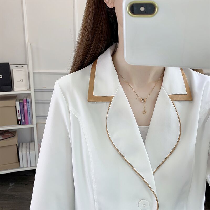 Medical Lab Logo - Gaun seragam kecantikan pendek putih atasan