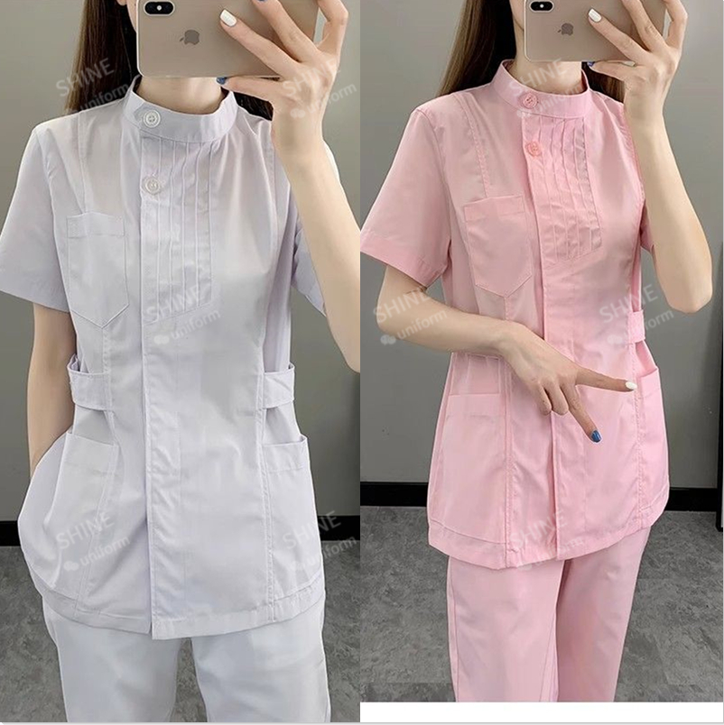 Seragam Perawat Warna Pink Len - Medical Lab Logo ulasan dan harga